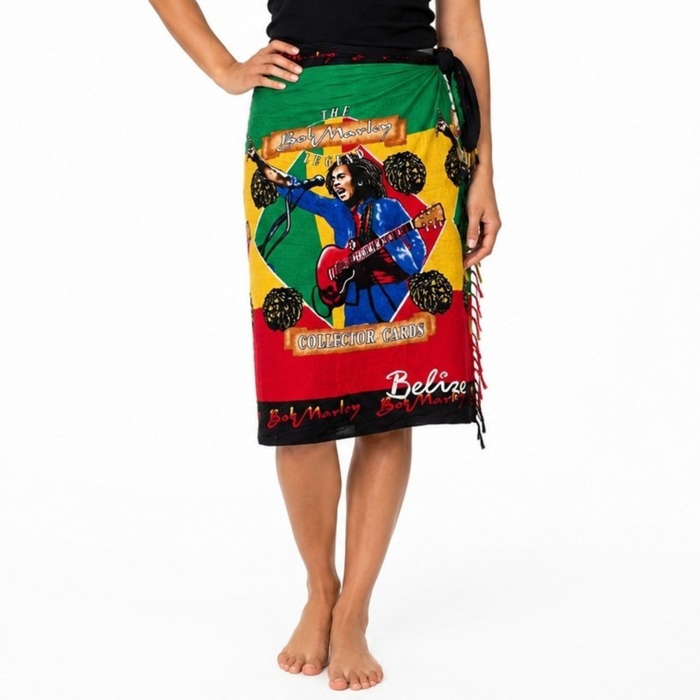 Unbranded Bob Marley Sarong Unisex OS Multi Rasta Legend Belize Fringed Tapestry